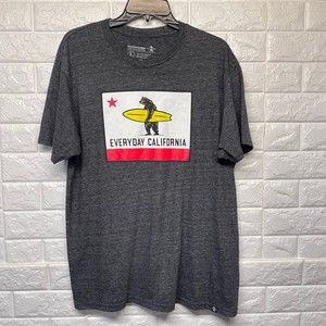 Everyday California 'El Classico' Charcoal Grey Classic Surf T-Shirt Men L EUC